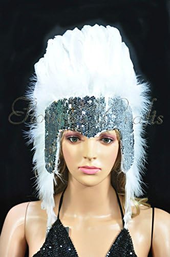 Hot-Fans Sequins Las Vegas Dancer Showgirl Headpiece, White