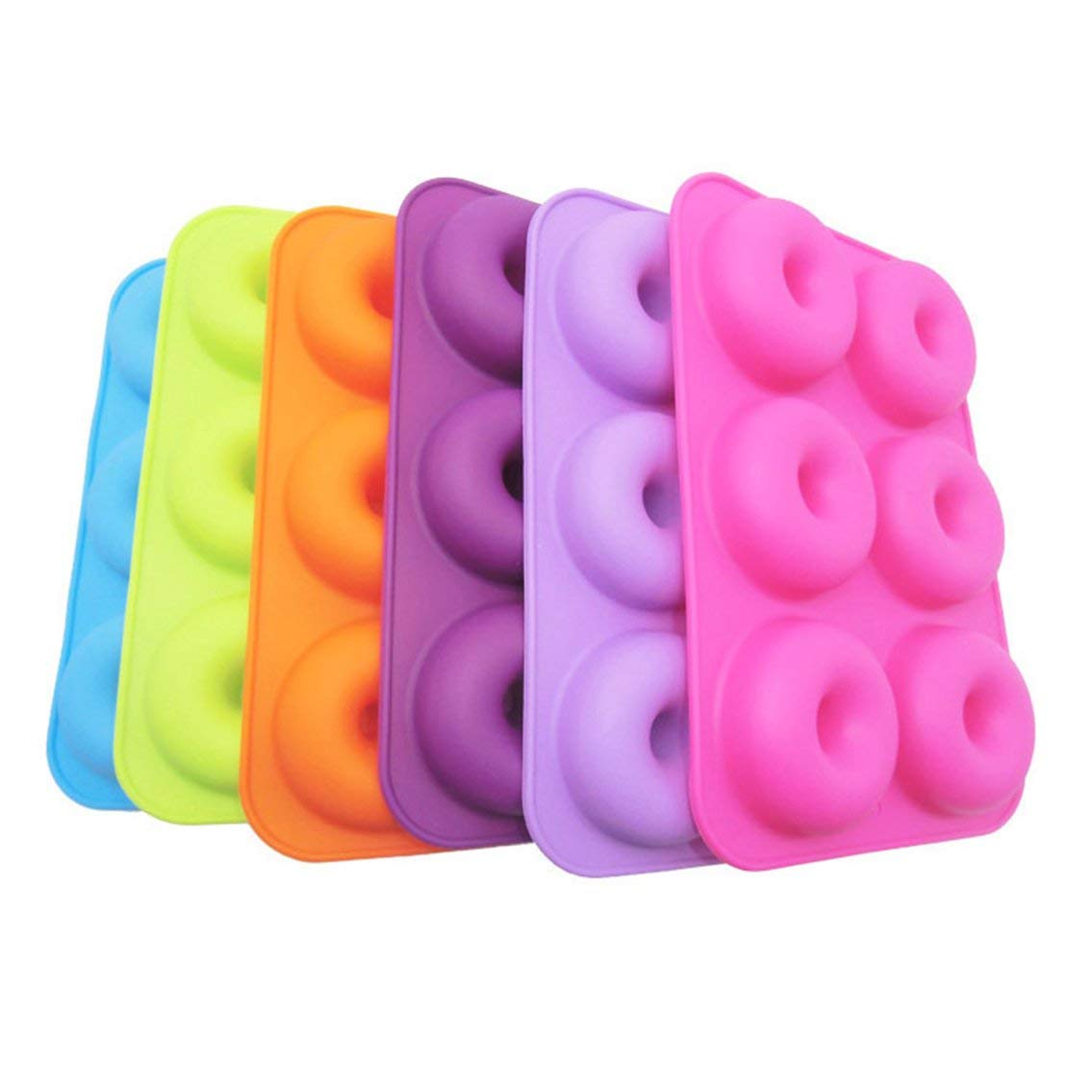 6 Colors Silicone Donut Mold Silicone Cake Mold Making Cake Snacks Non-Toxic Round Orange Rose red Dark Purple/Orange