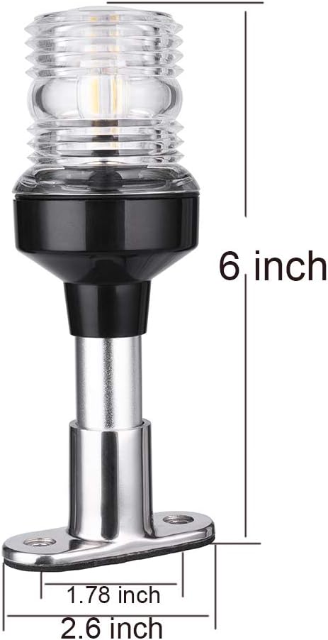LYCAEA 3 Nautical Mile Boat All Around LED Fixed Mount Navigation Light With Stainless Steel Base and Aluminum Tube, 12-24 VDC: Automotive