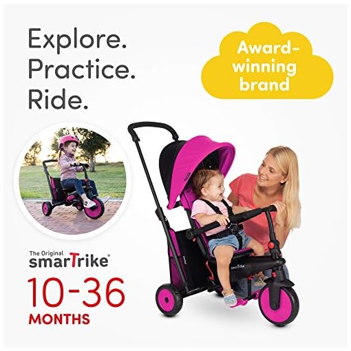 smarTrike STR3 Folding Toddler Tricycle with Stroller Certification for 1,2,3 Year Old - 6 in 1 Multi-Stage Trike - Image 3