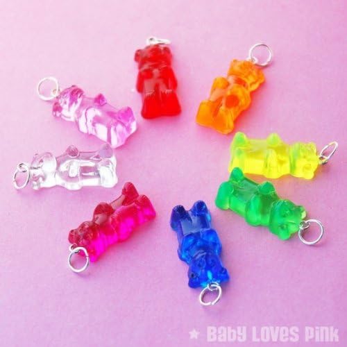 Gummy Bear Charm Necklace Set of 8 Charms and 1 Chain
