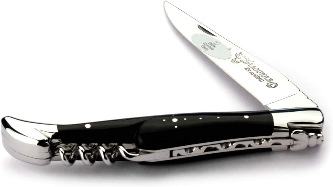 Laguiole En Aubrac Taschenmesser Mit Korkenzieher – 12 Cm, Griff Aus Knochen, Satinierte Klinge, Handarbeit Aus Frankreich