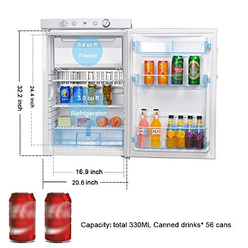 SMETA Propane Refrigerator with Freezer 3ways Camper Fridge Outdoor