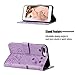 for iPhone 8 Plus Case,iPhone 7 Plus Case,JanCalm PU Leather Wallet Flip Case [Card/Cash Slots][Wrist Strap] Elephant/Flowers Pattern Women Girls Cover (Purple)