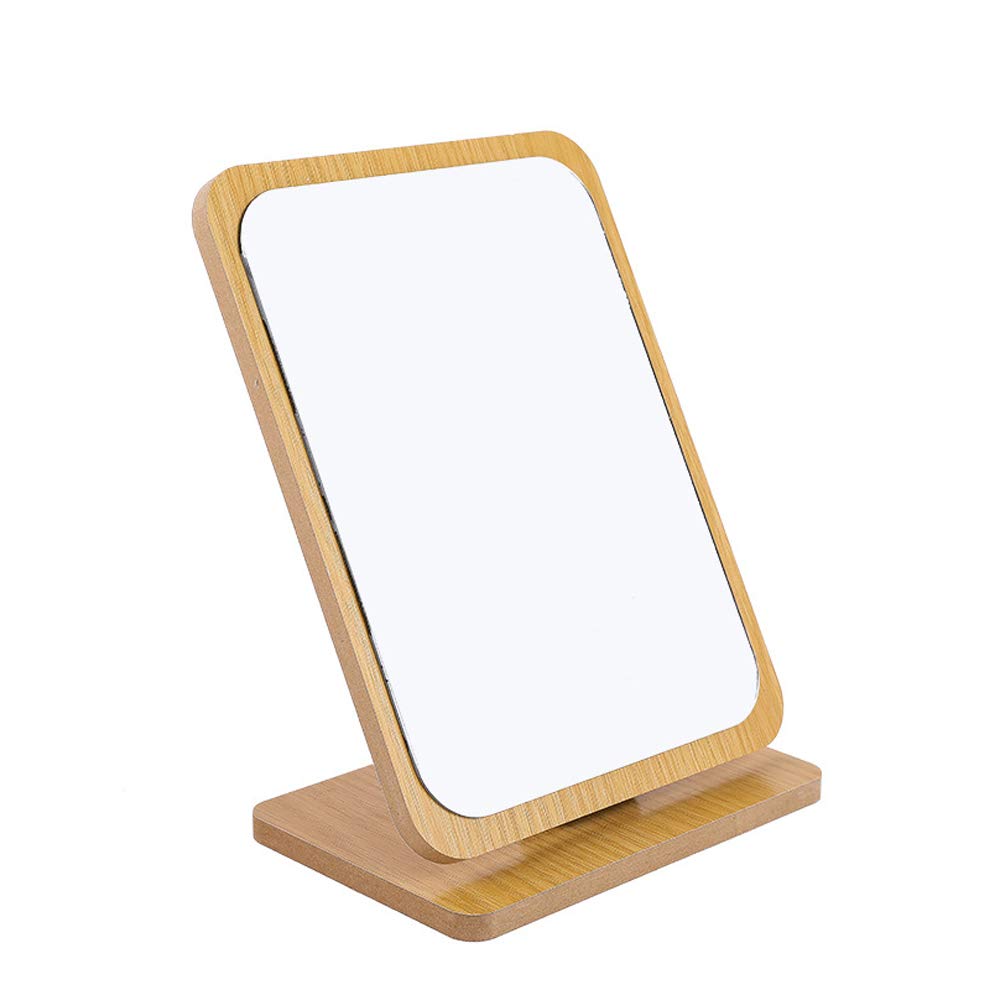 Hosoncovy Wooden Foldable Desktop Mirror with Stand Adjustable Rectangle Tabletop Cosmetic Makeup Vanity Mirror for Bathroom Bedroom Dressing Table