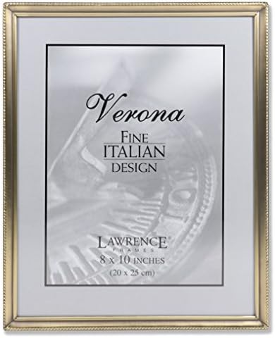 Lawrence Frames Antique Brass 8x10 Picture Frame - Bead Border Design