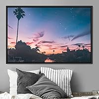 Framed Canvas Wall Art Palm Tree Colorful Cool Group Multicolor Photography Places Realism - 16x24 inches