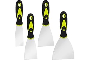 Kioiner Putty Knife Set, 4 Pcs Stainless Steel Putty Knife Scrapers, 1.5",2.5",3",4" Wide Spackle Putty Knives for Wallpaper 