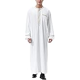 LVCBL Kaftan for Men Long Sleeve Mens Thobe Big And Tall Muslim Clothes Dubai Caftan Gown