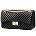 Women Fashion Shoulder Bag Jelly Clutch Handbag Quilted Crossbody Bag with Chain - Black
