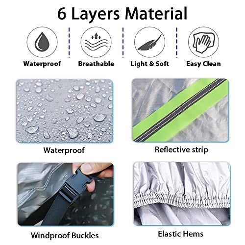 Acelane Car Covers Sedan Cover Outdoor Indoor Storage All Weather Vehicle Cover All Season UV Protection Waterproof Windproof Snowproof Dustproof Full Car Covers 6 Layers Universal Fit Up to 209''/244