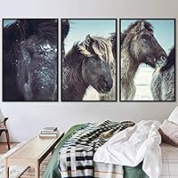 3 Piece Framed Canvas Wall Art Horses Farmhouse Fun Horse for Living Room Bedroom - 16