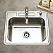 Houzer 2522-8BS4-1 Glowtone Series Topmount Stainless Steel 4-holes Single Bowl Kitchen Sink, 8-Inch Deep