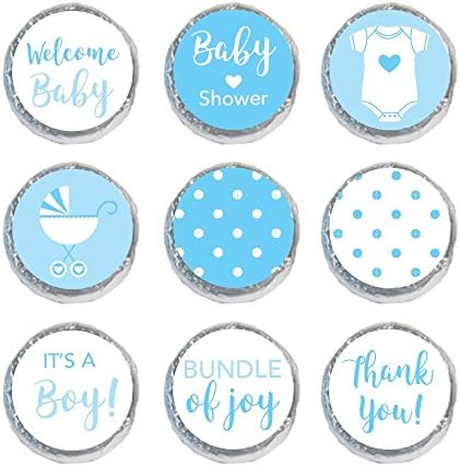 324 Mini Candy Stickers 0.75 Inch Boy Baby Shower Favors Decoration Labels (Blue)