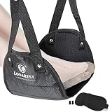 Foot Hammock Travel Footrest for Airplane - Prevents Stiffness and Swelling on Long Flights - Foot Sling Fits to Table Tray or Headrest to Improve Circulation and Deepen Rest - Portable Carry