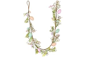 JOYWU 4FT Easter Eggs Garland, 1.2m Spring Vine Garland with Eggs & Daisies - Rustic Artificial Garlands Easter Decor for Man