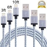Cablex(TM) 3Pack 3FT 6FT 10FT Nylon Braided 8pin Lightning to USB Cable Sync and Charging Cable Cord with Aluminum Heads for iPhone 6/6s/6 plus/6s plus, 5c/5s/5/SE, iPad Air/Mini, iPod Nano/Touch
