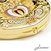 Jinvun Amazing Antique-Like Compact Mirror: Durable Travel Purse Makeup Mirror With Luxury Vintage Design, Shield Shape, Magnification & Clear Reflection-Unique Jewellery Gift (Gold)
