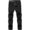 TBMPOY Men's Lightweight Hiking Pants with Belt 5 Zip Pockets Waterproof Quick-Dry Travel Fishing Work Outdoor Pants