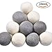 Yazer Pack of 6 Wool Dryer Balls XL Handmade Organic New Zealand Natural Fabric Softener (10, White+Grey)