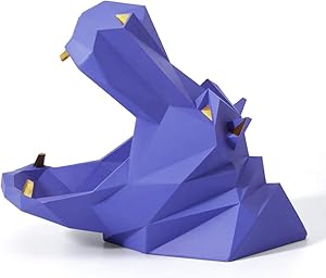 HAUCOZE Cookie Jar Candy Dish Decorative Hippo Statue Decor Animal Sculpture Modern Storage for Home Kitchen Gifts 20cmH