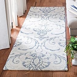 SAFAVIEH Micro-Loop Collection 2'3" x 7' Ivory/Blue