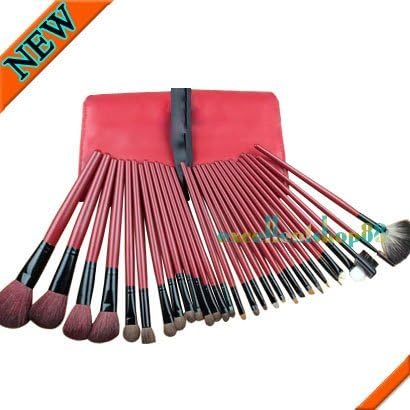 Smile 30 Pcs Professional Makeup Brush Set Kit Red leather Case Perfect for Professional