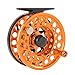 Fiblink Saltwater Fly Fishing Reel with Large Arbor 2+1 BB, CNC machined Aluminum Alloy Body and Spool (5/6 Wt, Orange)