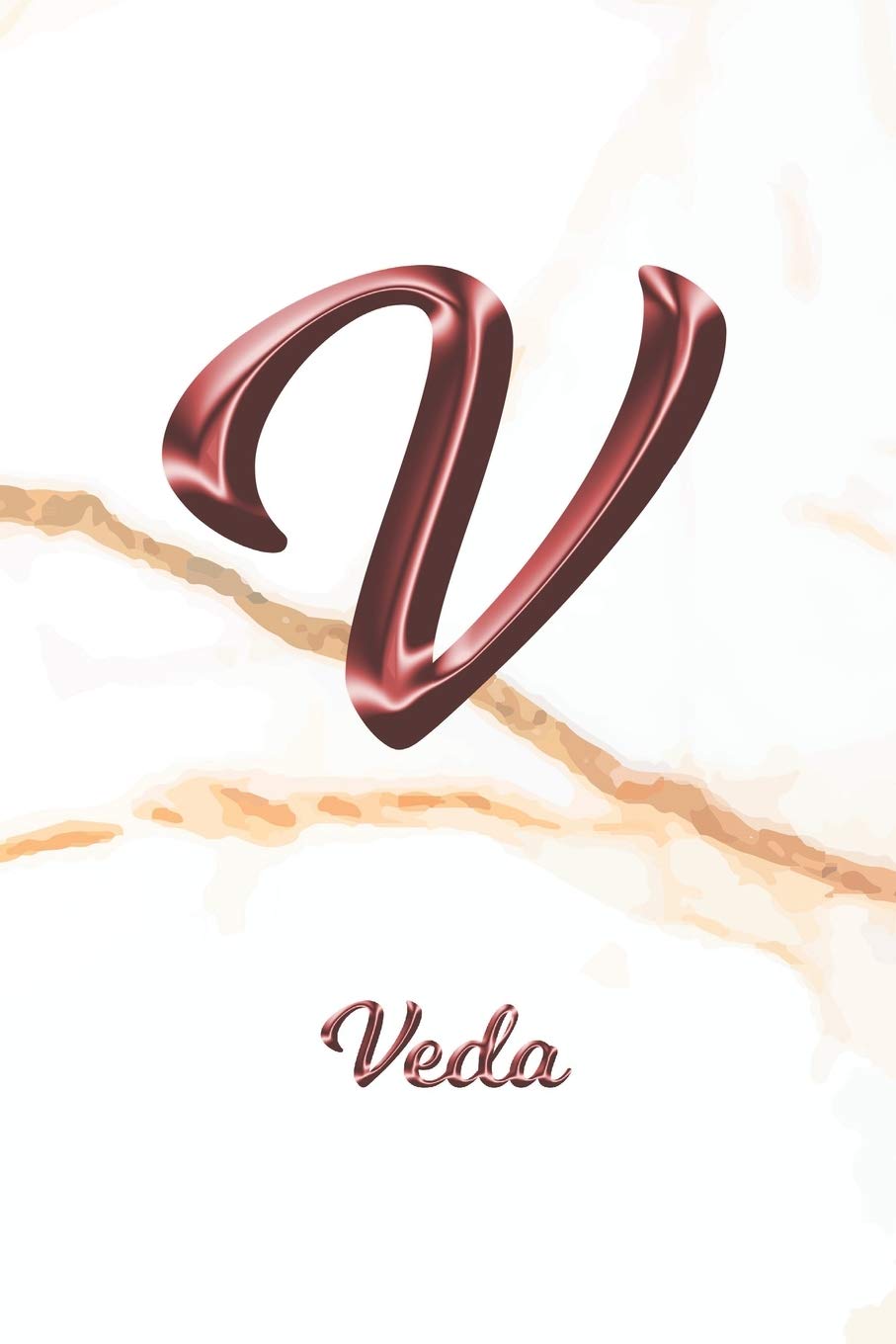 Buy Veda Journal Diary Personalized First Name Personal Writing Letter V White Marble Rose Gold Pink Effect Cover Daily Diaries For Journalists Taking Write About Your