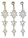 FIBO STEEL 3 Pcs 14G Stainless Steel Belly Button Rings Navel Barbell Body Jewelry Piercing CZ Inlaid