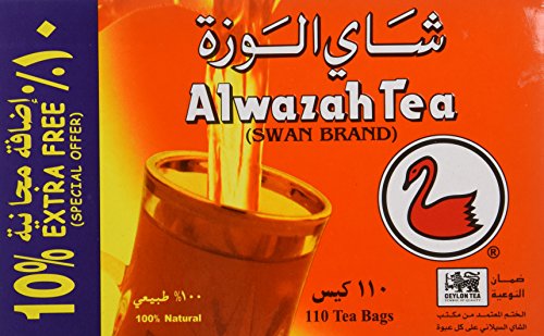 Alwazah Tea, 100% Pure Ceylon, 110-bags Pack of 2- Total of 220 Tea Bags (Best Food For Swans)