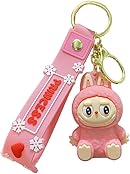 Miokkley Labubu Keychain, Cute Labubu Doll Wristlet Accessories Kawaii Monster Key Chain Bag Charm Gift for Women