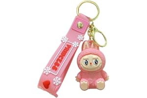 Miokkley Labubu Keychain, Cute Labubu Doll Wristlet Accessories Kawaii Monster Key Chain Bag Charm Gift for Women