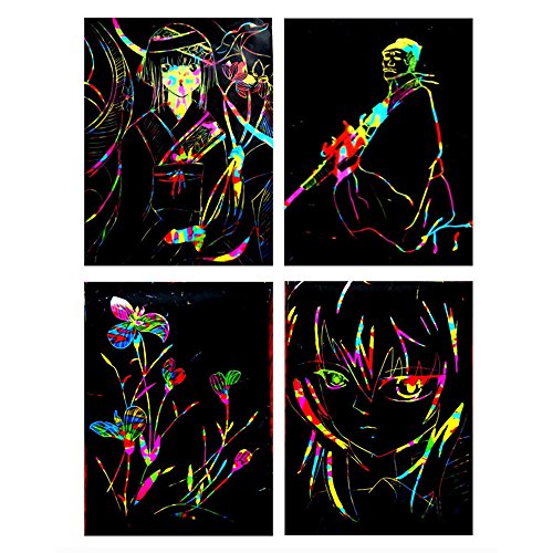 Scratch And Sketch Art Rainbow Papers With Three Stylus Tools, Magic Color Scratch Paper, Kids Arts And Crafts, Use Your Imagination Display All Kinds Of DIY Works( 20 Pack )