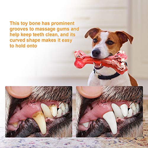 ESPER Dog Toys, Durable Dog Chew Toys for Aggressive Chewers Bacon Flavored Tough Natural Rubber & Teeth Cleaning Chewing Bones for Large/Medium Dogs (B)