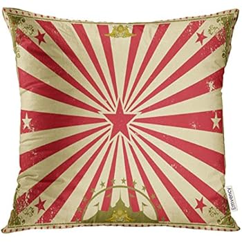 Golee Throw Pillow Cover Carnival Circus Vintage Horizontal for Your Perfect Size for Screen Marquee Cabaret Decorative Pillow Case Home Decor Square 20x20 Inches Pillowcase