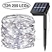 Solar String Lights, 200 LED Solar Fairy Lights 72 Feet 8 Modes Silver Wire Lights Waterproof Outdoor String Lights for Garden Patio Gate Yard Party Wedding Indoor Bedroom - Cool White primary