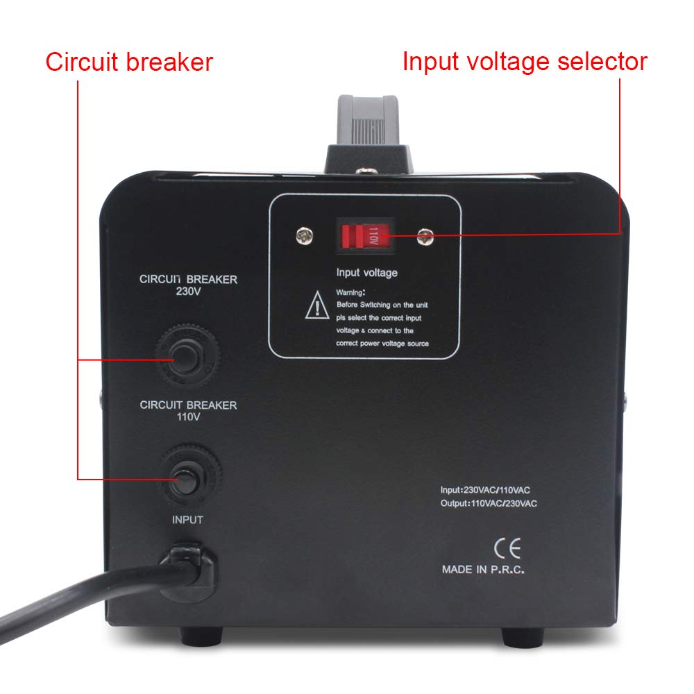 Voltage Transformer Converter 2000 Watt Step Up/Down Convert from 110-120 Volt to 220-240 Volt and from 220-240 Volt to 110-120 Volt with 2 US Outlets, 2 Universal Outlets