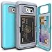 TORU CX Pro Galaxy S6 Edge Wallet Case with Hidden ID Slot Credit Card Holder Hard Cover & Mirror for Samsung Galaxy S6 Edge - Cyan