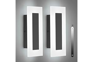 LMQNINE Modern Dimmable LED Wall Sconces Set of Two with 10%-100% Brightness Wall Light 9W 6000K Acrylic Black Wall Sconces W