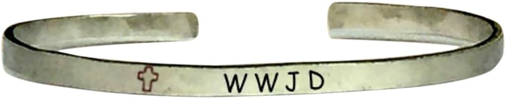 WWJD What Would Jesus Do | Custom Cuff Bracelet Personalized Jewelry Hand Stamped 1/4" Adjustable Stackin