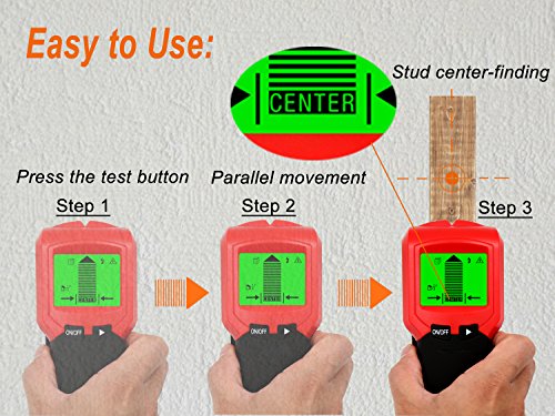 Stud Wall Sensor Finder Center-Finding with Live AC Wire Wood Metal Scanner Warning Detection, Battery Included - Thumbnail 2