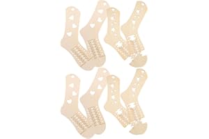 Kichvoe 4 Pairs Wooden Sock Blocking Forms for Hand Knitted Crochet Socks DIY Stretchable for Knitting