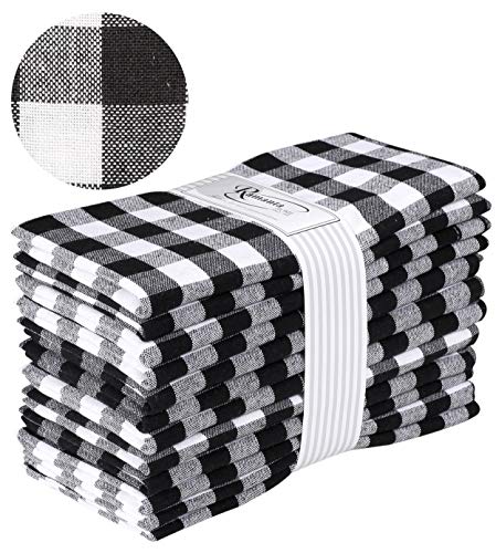 Cloth Dinner Napkin Gingham Plaid Check Fabric-18X18 Black White, Wedding Napkins, Cocktails Napkins, Fabric Napkins, Cotton Napkins, Mitered Corners & Generous Hem, Dinner Napkins Set of 12 - Thumbnail 5
