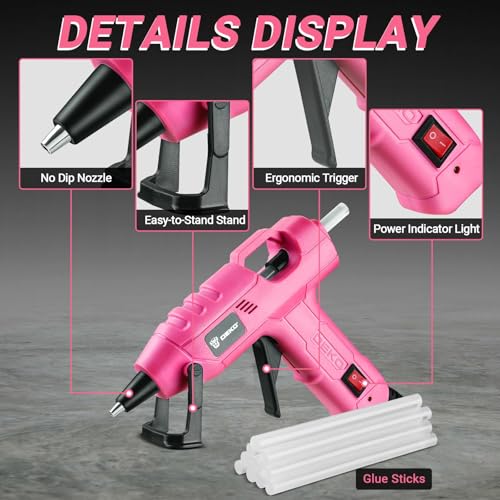DEKOPRO Hot Glue Gun: 20W Mini DIY Silicone Glue Gun with 30 Glue Sticks for DIY Art Office School Packaging Repair Home