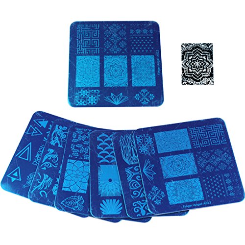 Finger Angel 20 Pcs Mix Design Nail Stamping Template+1 Stamper + 1 Scraper Nail Art Image Stamp Stamping Plates Manicure Template Nail Art Tools (A1-20)