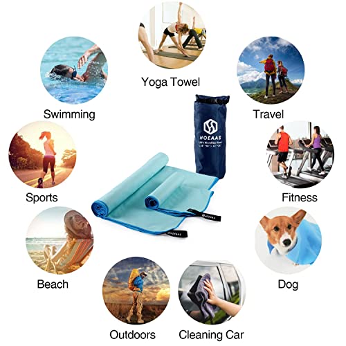 HOEAAS 2 Pack Microfiber Travel Towel, Quick Dry Towel Gym Towels Beach