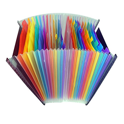 24 Pockets Expanding File Folder Letter Size with Colored Tab and 120 Sticky Note for Business, Office, Study