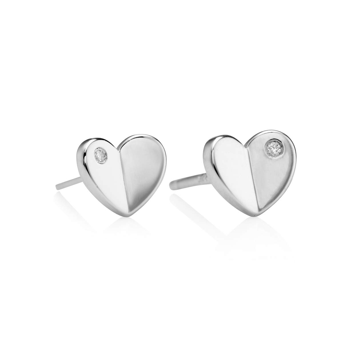 Molly Brown London Hypoallergenic Sterling Silver Adored Diamond Heart Earrings. Ideal for Birthday Gifts for Girls, Christening, Flower Girl and Bridesmaids Gifts