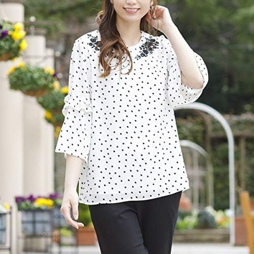 Amazon ローズティアラ 大きいサイズ Rose Tiara フレアスリーブドットプルオーバー オフ 38 シャツ ブラウス 通販